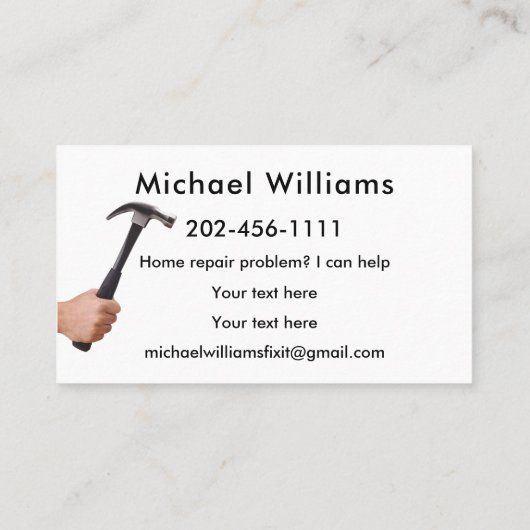 Eenvoudig lezen van handyman Home Repair Visitekaartje (Achterkant)