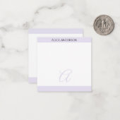 Eenvoudig Licht Lavendel Chic Pastel Monogram Mini Notitiekaartje (Voorkant / Achterkant in situ)