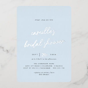 Eenvoudig Lichtblauw en Zilver Casual Vrijgezellen Folie Uitnodiging