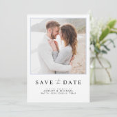 Eenvoudig lichtblauw modern script foto-bruiloft save the date (Staand voorkant)