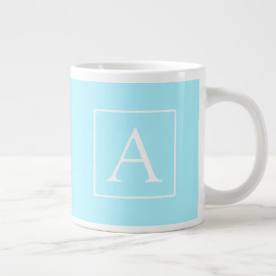 Eenvoudig lichtblauw monogram extra grote beker