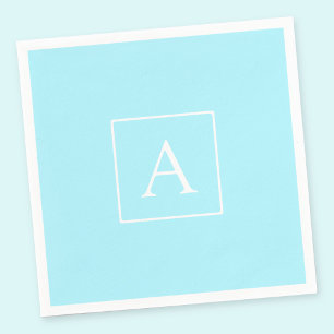 Eenvoudig lichtblauw monogram servet