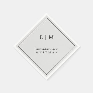 Eenvoudig Lichtgrijs Monogram Elegante Trouwfeest Servet