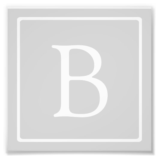 Eenvoudig lichtgrijs monogram foto afdruk (Voorkant)
