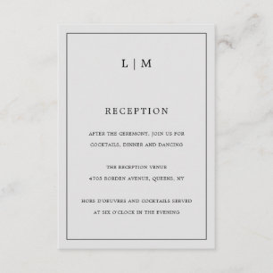 Eenvoudig lichtgrijs monogram legant bruiloft informatiekaartje