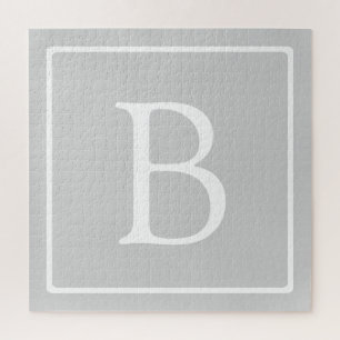 Eenvoudig lichtgrijs monogram legpuzzel