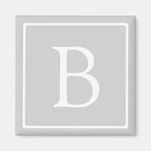Eenvoudig lichtgrijs monogram magneet (Voorkant)