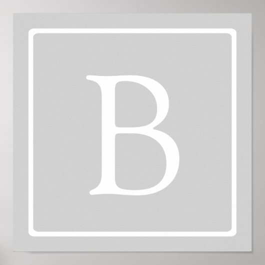 Eenvoudig lichtgrijs monogram poster (Voorkant)