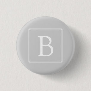 Eenvoudig lichtgrijs monogram ronde button 3,2 cm