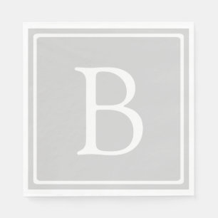 Eenvoudig lichtgrijs monogram servet