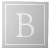 Eenvoudig Lichtgrijs Monogram Tegeltje (Voorkant)