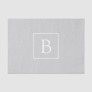 Eenvoudig lichtgrijs monogram tissuepapier