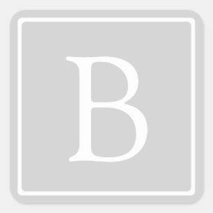 Eenvoudig Lichtgrijs Monogram Vierkante Sticker