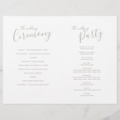 Eenvoudig lichtgrijs tekst-huwelijksprogramma (Achterkant)