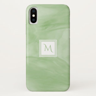 Eenvoudig lichtgroen subtiel marmer modern Monogra iPhone X Hoesje