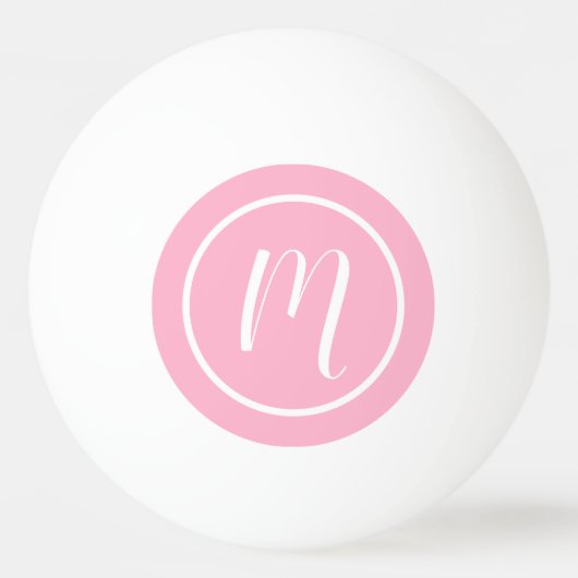 Eenvoudig lichtroze en wit monogram pingpongballen (Voorkant)