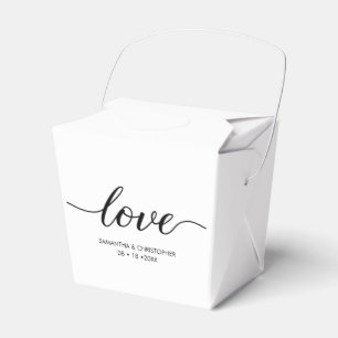 Eenvoudig liefdesscript bruiloft aangepast chic bedankdoosjes