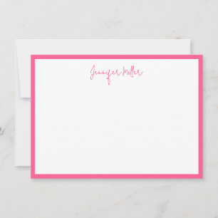 Eenvoudig Lijst Lang Script Bewerkbaar Hot Pink Cu Notitiekaartje