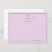 Eenvoudig Lila script op het bureau van de notitie Bedankkaart (Voorkant / Achterkant)