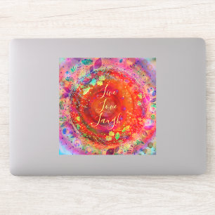 Eenvoudig Live Lach Liefde  Bloemenrood Sticker
