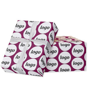 Eenvoudig Logo bedrijfspatroon Dark Magenta Pink Cadeaupapier