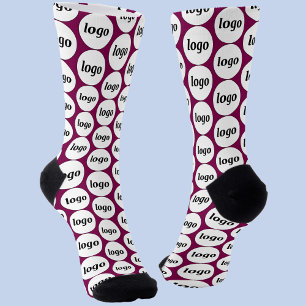 Eenvoudig Logo bedrijfspatroon Dark Magenta Pink Sokken