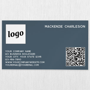 Eenvoudig logo en QR-code antracietgrijs Magnetisch Visitekaartje