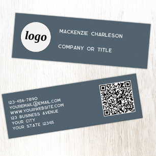 Eenvoudig logo en QR-code antracietgrijs Mini Visitekaartje