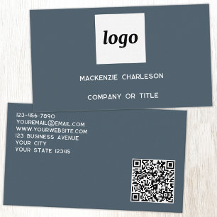 Eenvoudig logo en QR-code antracietgrijs Visitekaartje