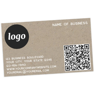 Eenvoudig Logo en QR Code Bruin Document Rechthoekige Sticker