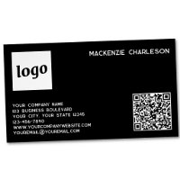 Eenvoudig logo en QR-code zwart