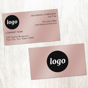Eenvoudig logo en tekst roze gouden metaaleffect visitekaartje