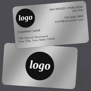Eenvoudig logo en tekst zilver effect visitekaartje