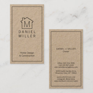 Eenvoudig Logo monogram - Verticaal Kraft & Zwart Visitekaartje