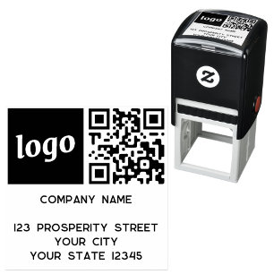 Eenvoudig Logo QR Code Company Return Address Zelfinktende Stempel