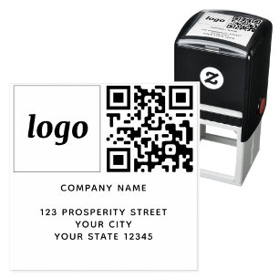 Eenvoudig Logo QR Code Company Return Address Zelfinktende Stempel