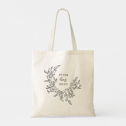 Eenvoudig Love Script Botanische Krans Bruid Tote Bag (Achterkant)
