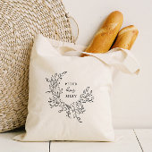 Eenvoudig Love Script Botanische Krans Bruid Tote Bag