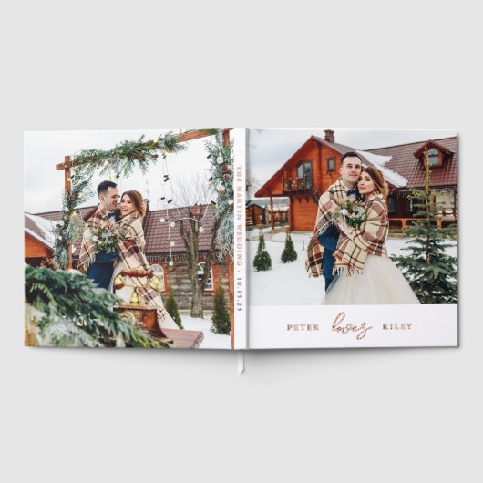 Eenvoudig Love Script Twee foto bruiloft Gastenboek (Volledig)