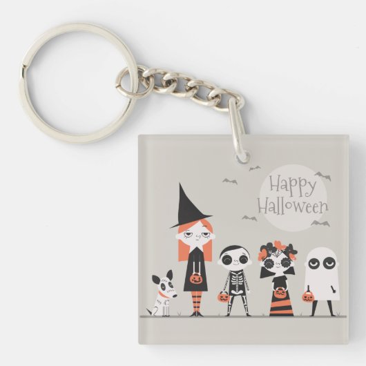 Eenvoudig maar elegant Halloween | Button Sleutelh Sleutelhanger (Voorkant)