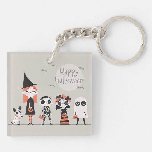 Eenvoudig maar elegant Halloween | Button Sleutelh Sleutelhanger (Achterkant)