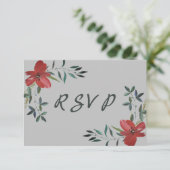 Eenvoudig maar elegant Waterverf Rode papaverbruin RSVP Kaartje (Staand voorkant)