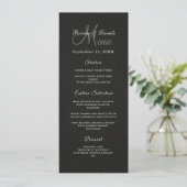 Eenvoudig, maar elegant: zwart linnen met monogram menu (Staand voorkant)