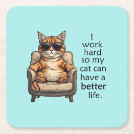 Eenvoudig maar Schattig Cat Theme Paper Onderzette Vierkante Kartonnen Onderzetter