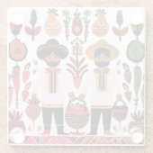 eenvoudig Madhubani-schilderij Glazen Onderzetter (Achterkant)