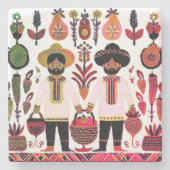 eenvoudig Madhubani-schilderij Stenen Onderzetter (Voorkant)