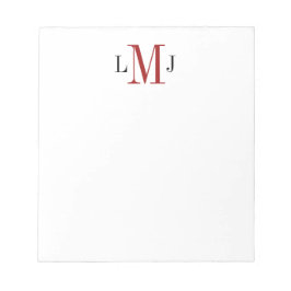 Eenvoudig mannelijk Initiaal Monogram Zwart en Roo Notitieblok