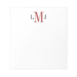 Eenvoudig mannelijk Initiaal Monogram Zwart en Roo Notitieblok