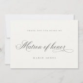 Eenvoudig Manuscript Minimal Black White Matron of Bedankkaart (Voorkant)