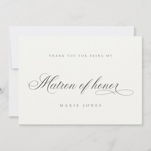 Eenvoudig Manuscript Minimal Black White Matron of Bedankkaart (Voorkant)